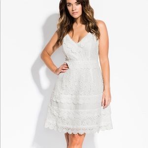 City Chic White Lace Nouveau Fit & Flare Dress